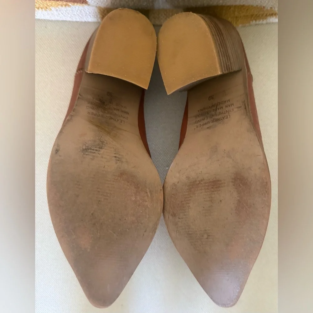 Silent D Mopat Mule Heels 39 US 8.5 Honey Brown Leather Western Anthropologie - Picture 9 of 11